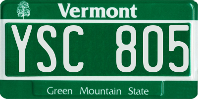 VT license plate YSC805