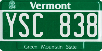 VT license plate YSC838