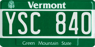 VT license plate YSC840