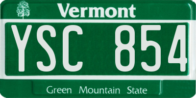 VT license plate YSC854