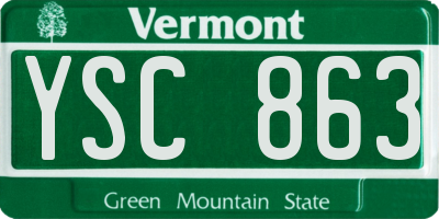 VT license plate YSC863