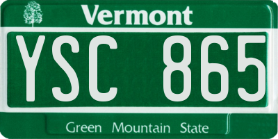 VT license plate YSC865