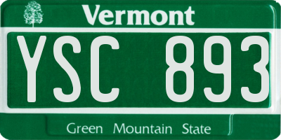 VT license plate YSC893