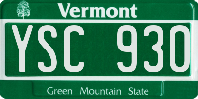 VT license plate YSC930
