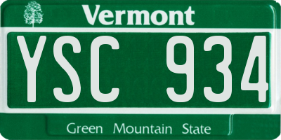VT license plate YSC934