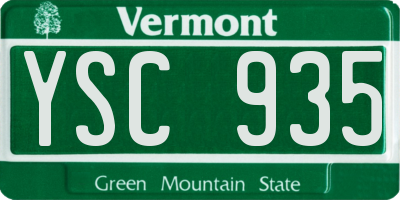 VT license plate YSC935