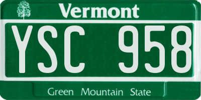 VT license plate YSC958