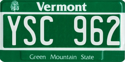 VT license plate YSC962