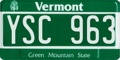 VT license plate YSC963