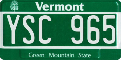 VT license plate YSC965