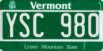 VT license plate YSC980