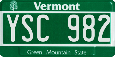 VT license plate YSC982