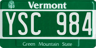 VT license plate YSC984
