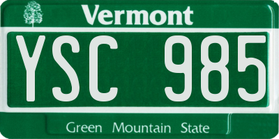 VT license plate YSC985