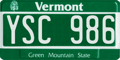 VT license plate YSC986