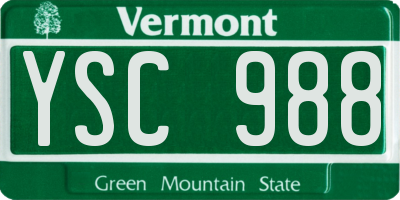 VT license plate YSC988