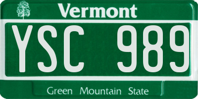 VT license plate YSC989
