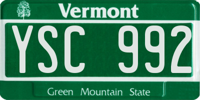 VT license plate YSC992