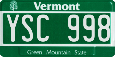 VT license plate YSC998