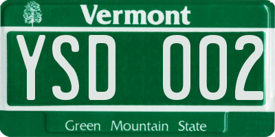 VT license plate YSD002