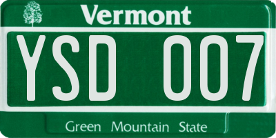 VT license plate YSD007