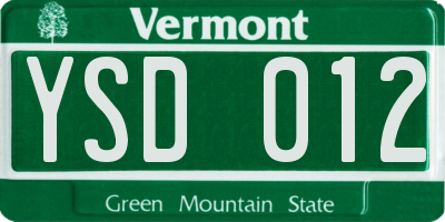 VT license plate YSD012