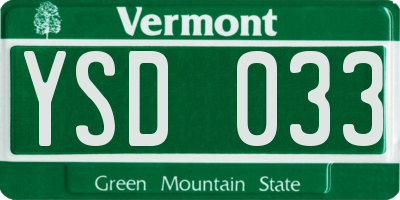 VT license plate YSD033