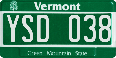 VT license plate YSD038