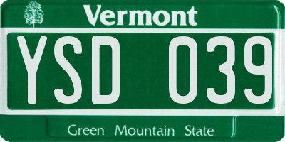 VT license plate YSD039