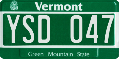 VT license plate YSD047