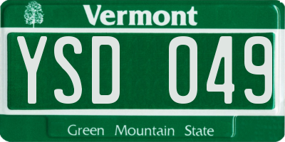 VT license plate YSD049