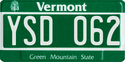 VT license plate YSD062