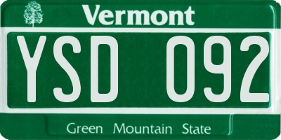 VT license plate YSD092