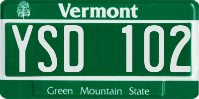VT license plate YSD102