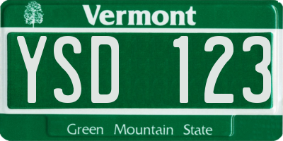 VT license plate YSD123