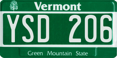 VT license plate YSD206