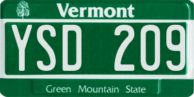 VT license plate YSD209