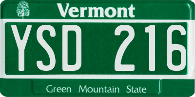 VT license plate YSD216