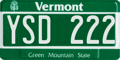 VT license plate YSD222