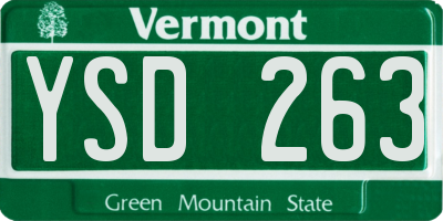 VT license plate YSD263