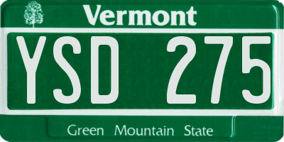 VT license plate YSD275