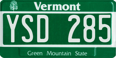 VT license plate YSD285