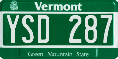 VT license plate YSD287