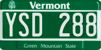VT license plate YSD288