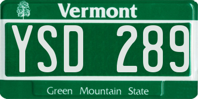 VT license plate YSD289