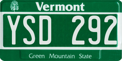 VT license plate YSD292