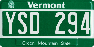 VT license plate YSD294