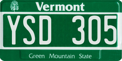 VT license plate YSD305