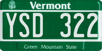 VT license plate YSD322