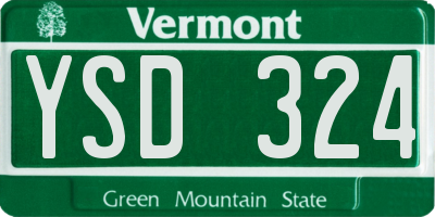 VT license plate YSD324